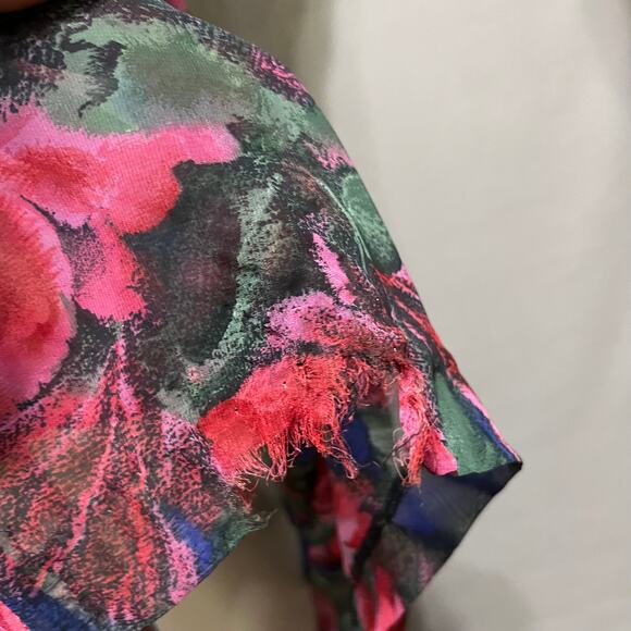 Vintage Georgette Trabolsi Floral Pink Purple Sheer Robe Sz-Small/Medium - Picture 8 of 11